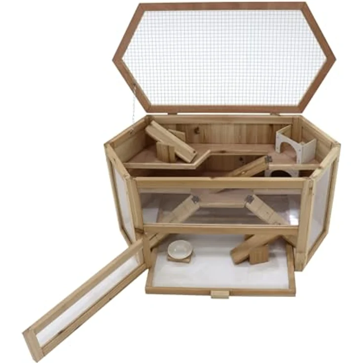 HTI living Kleintierkäfig Hamsterkäfig aus Fichtenholz, naturnahe Struktur, Maße ca. XX cm – Bild 4