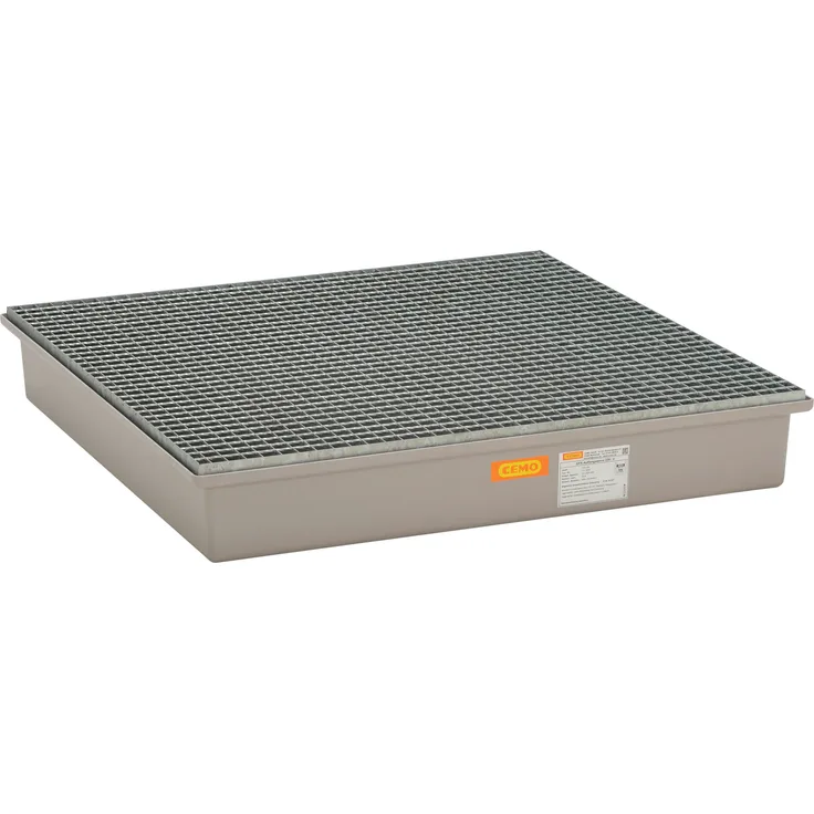 Cemo Auffangwanne 220 l, GFK mit verzinktem Stahlgitterrost, B 128 x H 21 x T 128 cm, mit Zulassung, Modell 6876
