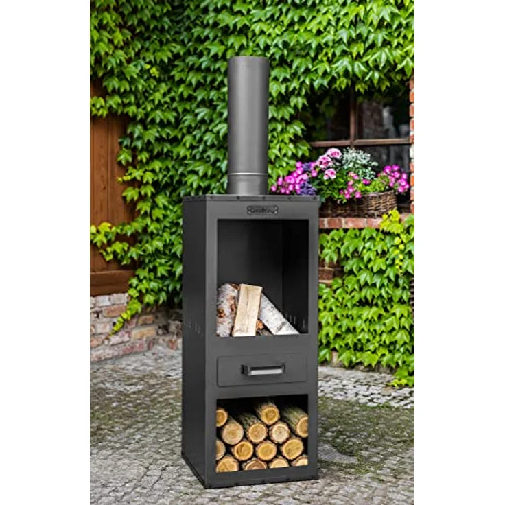 CookKing Gartenkamin Rosa, 40x40x150 cm - Stahl Terrassenofen, klassisches Kaminofendesign, handgefertigt in Europa – Bild 4