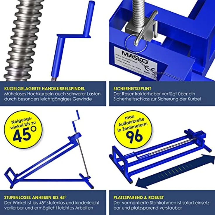 MASKO  Rasentraktor Heber 400kg Aufsitzmäher Hebevorrichtung Rasentraktorheber Reinig.Hilfe Hebebühne Blau - Preisvergleich – Bild 3