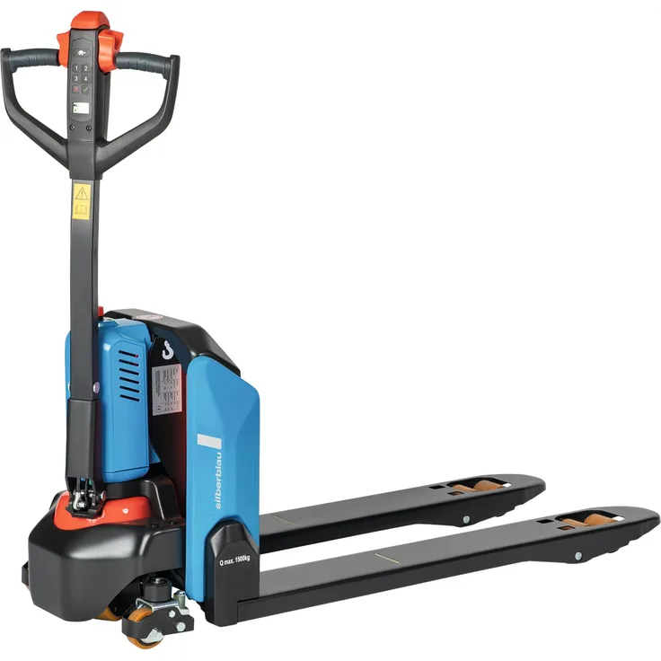 Pfaff Silberblau Elektrohubwagen EGU 15 E Li-Ion, 1,5 t, Gabelzinkenlänge 1.150 mm, stufenlos regelbare Fahrgeschwindigkeit, inkl. Batterieladeanzeige und PIN-Zugangsschutz