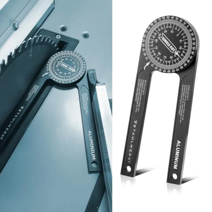 STAHLWERK Winkelmesser 360° Grad aus Aluminium, L:22,5 cm, präzises Messwerkzeug für Gehrungsschnitte – Bild 8