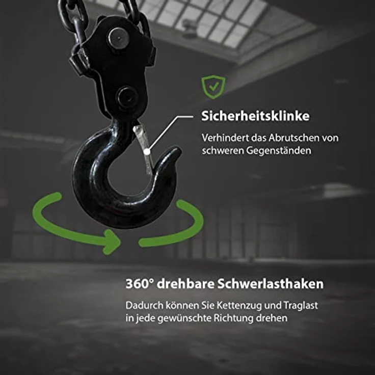 TRUTZHOLM Kettenzug HSC 3000kg, Flaschenzug mit Doppelbremse und 3m Hubhöhe, ideal für Werkstatt und Industrie – Bild 5