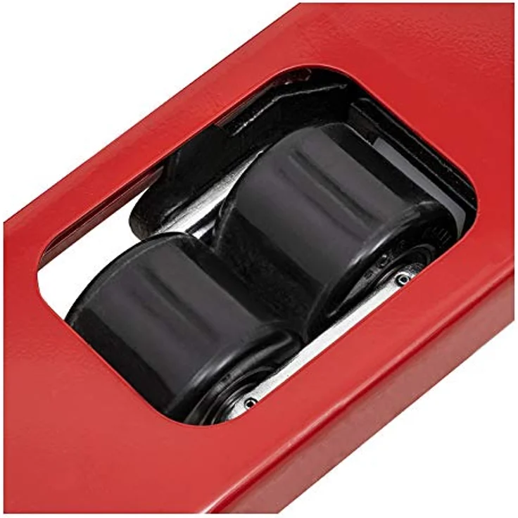 STIER Hubwagen, Gabelhubwagen mit 2500 kg Tragkraft, 800 mm Gabellänge, Nylon-Rollen, rot, wartungsfreie Handhydraulik, Lenkeinschlag 210° – Bild 5