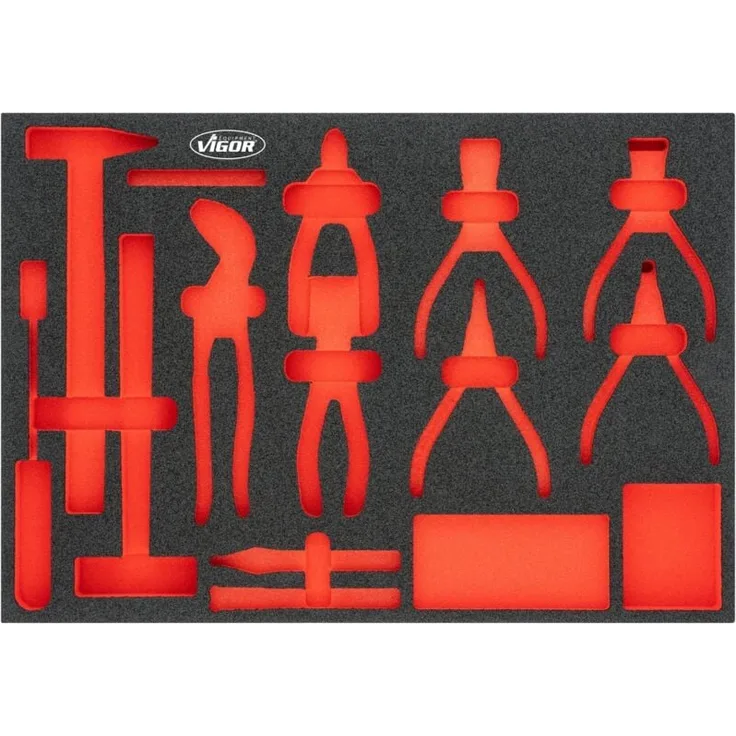 Vigor 2K Weichschaum-Einlage für System-Koffer, leer, L (563 x 393 x 35 mm), öl- und fettresistent, leicht zu reinigen