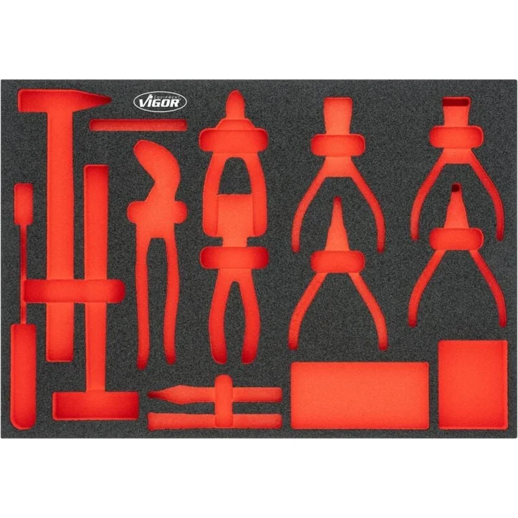 Vigor 2K Weichschaum-Einlage für System-Koffer, leer, L (563 x 393 x 35 mm), öl- und fettresistent, leicht zu reinigen