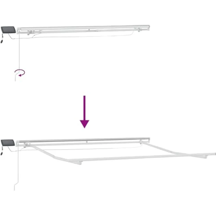 vidaXL Ausziehbare Markise Taupe 350 x 250 cm, UV-beständiges Gewebe mit Aluminiumrahmen, solarbetriebene LEDs – Bild 4