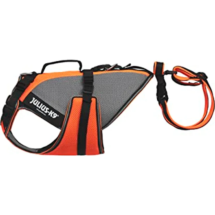 JULIUS K-9 Multivest, Größe: S, UV Orange, vielseitiges Hundegeschirr mit Schwimmeinlagen