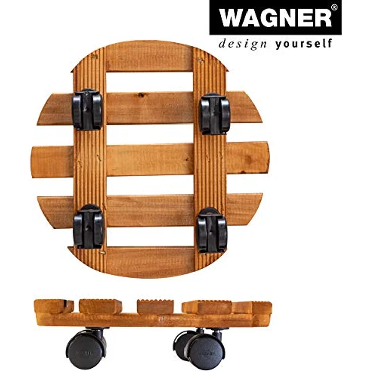 WAGNER Pflanzenroller Country Ø 30 cm I Pflanzenroller für den Innenbereich, Kastanie I Rutschsicheres Rollbrett I Kübelroller aus Holz I Tragkraft 100 kg I Made in EU ? 20018201 – Bild 7