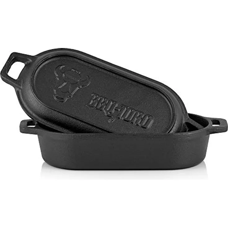 BBQ-Toro Gusseisen Bräter | 1 Liter - 29 x 12,5 x 5,5 cm | bereits eingebrannt - preseasoned | Dutch Oven Topf, Gusseisen Kochtopf, Gusstopf, Baking Pot | Backtopf ideal für Backwaren, Eintopf