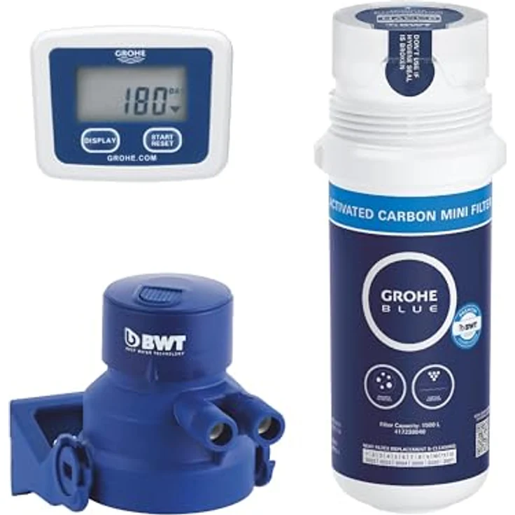 Grohe Blue Pure Start Starter Set, Küchenarmatur mit Mini Aktivkohlefilter und separatem Griff für gefiltertes Wasser - Chrom – Bild 5