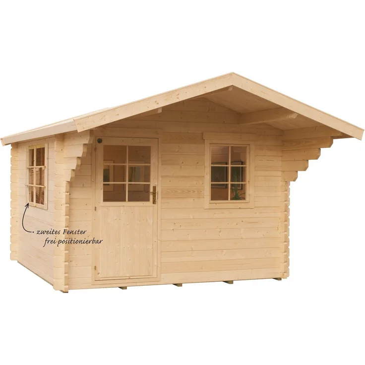Kiehn-Holz Gartenhaus Finkenberg, BxT: 405x449 cm, Blockbohlensystem, Satteldach, Fichte, 44 mm Holzstärke, naturbelassen