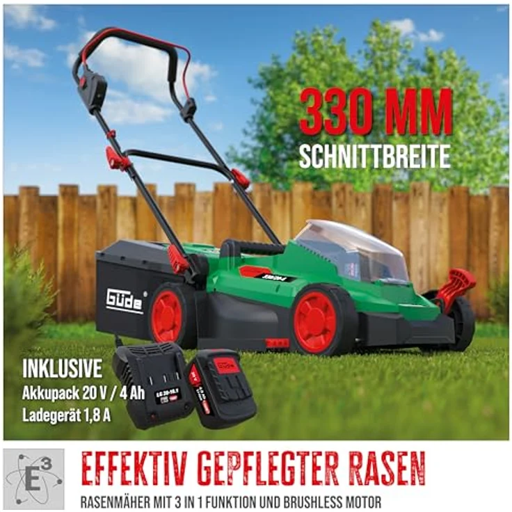 GÜDE Akku-Rasenmäher 330-20-4 20V inkl. 4Ah Akku u. Ladeg. – Bild 3