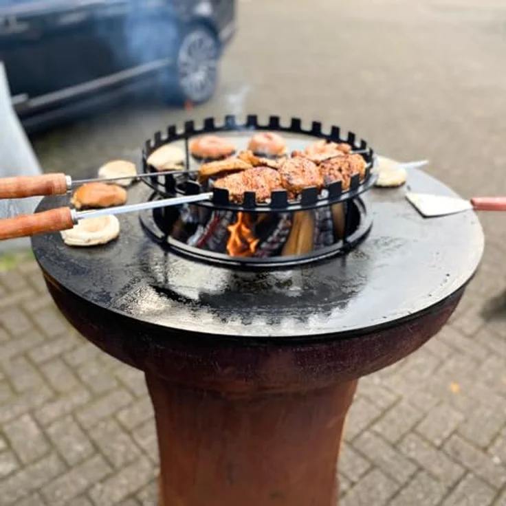 BonFeu Ständer Für BonPlancha - Stahl - Outdoor-Kochen mit Feuerschale BonFeu (Ø 100 cm) - Hochwertiger Ständer für BonPlanchas aller Größen in stabilem Stahl (Schwarz) – Bild 3