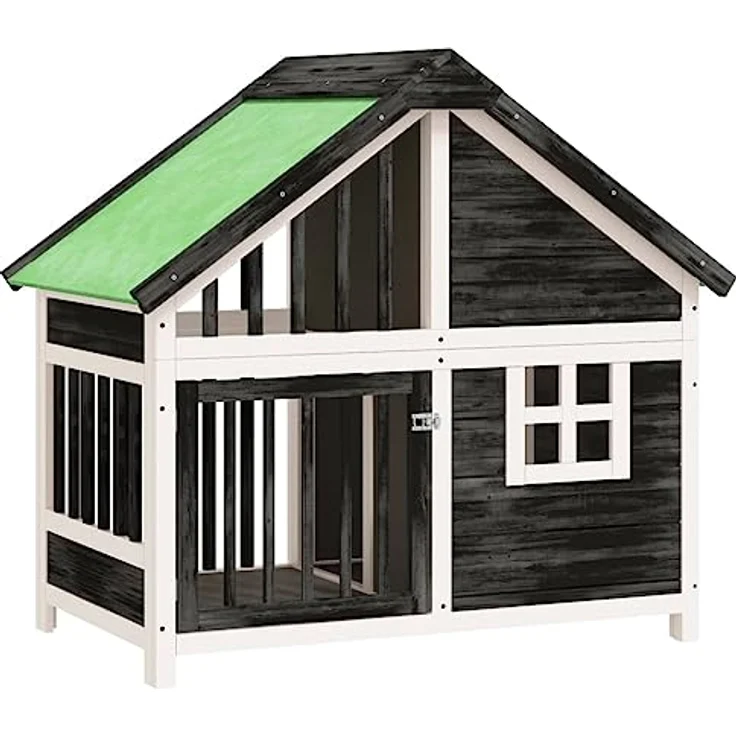 vidaXL Hundehütte Grau 96x60,5x87 cm Massivholz Kiefer – Bild 1