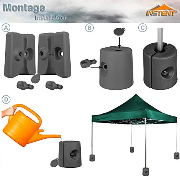4er Set Fußgewichte Standfüße für Pavillon grau - Instent – Bild 5