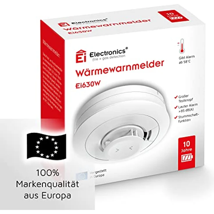 Ei Electronics Ei630W Hitzewarnmelder, Wärmewarnmelder mit Temperatursensor (58 °C) für Küche und Bad, optional funkvernetzbar, weiß – Bild 4