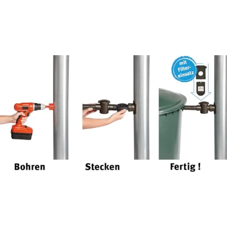 Garantia Regensammler Speedy (Fallrohrfilter) Fallrohr DN, 70 100 mm, Dach bis 80 m² - mit Anschlusszubehör - 503040 Bewässerungszubehör – Bild 6