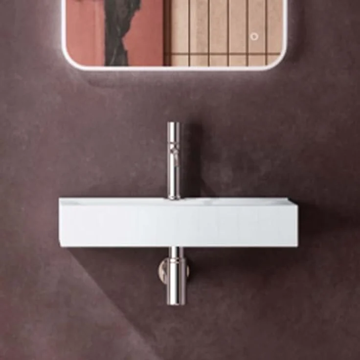 doporro Waschbecken Aufsatzwaschbecken Hängewaschbecken 60cm Keramik weiß inkl. Nano-Versiegelung Brüssel118g – Bild 5