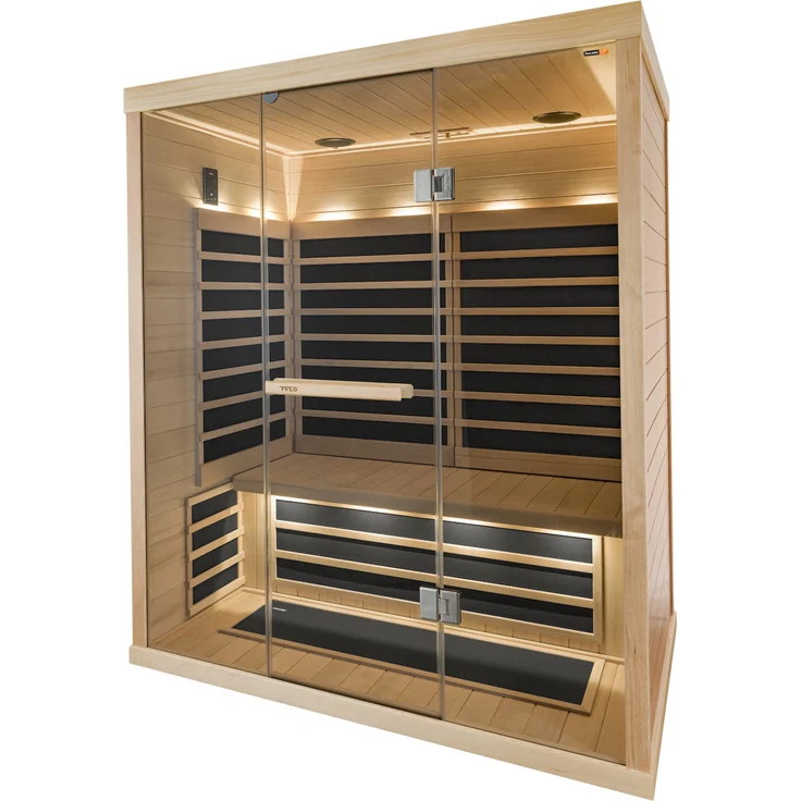 Tylö Infrarotkabine Tylösand T825H Schwarz IR-Wärmekabine mit WLAN, 2000 Watt, Sprachsteuerung, RGBW Farblicht-Funktion