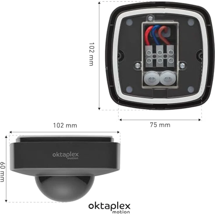 Oktaplex motion Tim Bewegungsmelder, 360 Grad PIR Sensor IP65, inkl. Fernbedienung, Reichweite bis 18m, anthrazit (2-St) – Bild 6