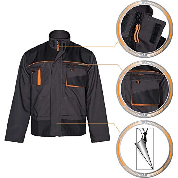 Artmas Arbeitsjacke Classic Grau, professionelle Sicherheitsjacke für Industrie und Baugewerbe – Bild 5