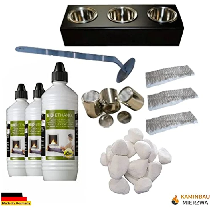 Kaminbau Mierzwa Gel und Ethanol Kamin Modell Emily Premium Royal inkl. Zubehör & Sicherheitsglas Weiß, Made in Germany – Bild 3