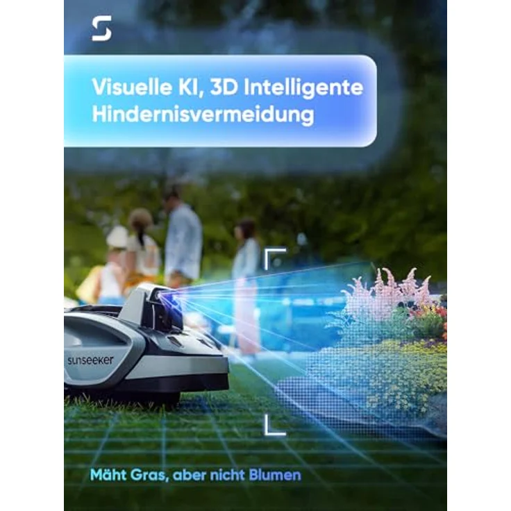 Sunseeker V3 Plus, Kabelloser Rasenmäher Roboter 1000㎡ mit KI-basierter Vision, intelligentem Hindernisvermeidungssystem, 42% Neigung, leisem Betrieb und App-Control – Bild 2