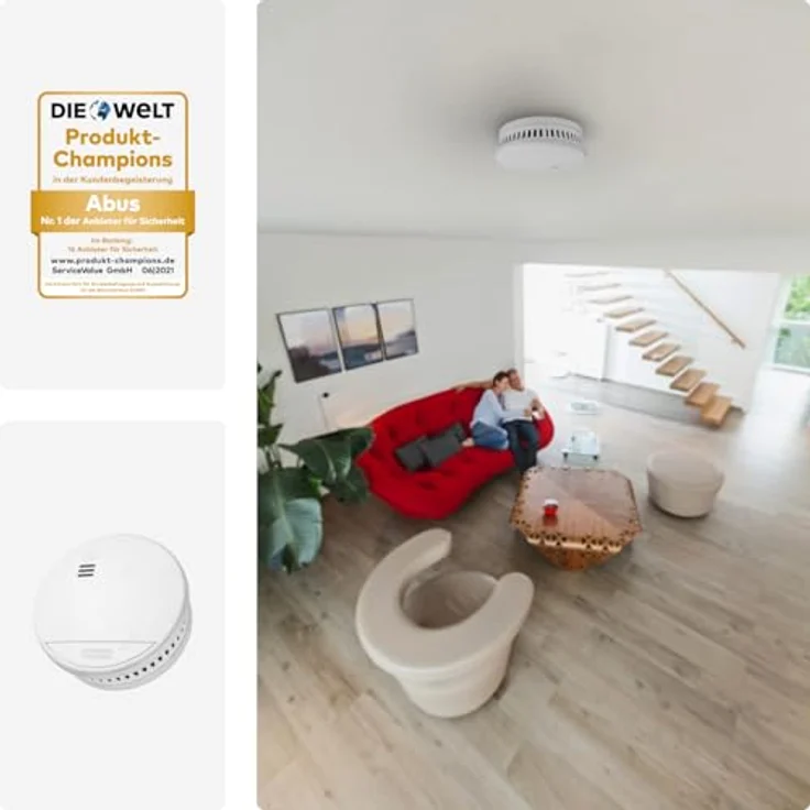 ABUS RWM90 Rauchwarnmelder, batteriebetriebener Rauchmelder mit 5 Jahre Batterie, für Räume bis 40 m², 85 dB Alarm – Bild 7
