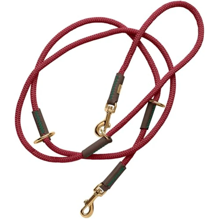 HUNTER Verstellbare Führleine Malia weinrot/Dunkelbraun, 3-fach verstellbar, Made in Germany – Bild 1
