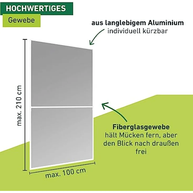 Windhager Insektenschutz Basic Rahmentür, Spannrahmen-Tür, Fliegengitter Tür, Selbstbausatz 100 x 210cm, weiß, 04506 – Bild 3