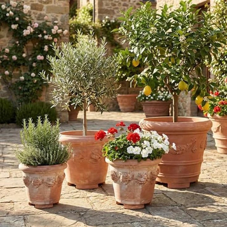 Teramico Kübelfüße Unterlegscheiben Untersetzer Dreieck Terrakotta 7cm 3er SET – Bild 7