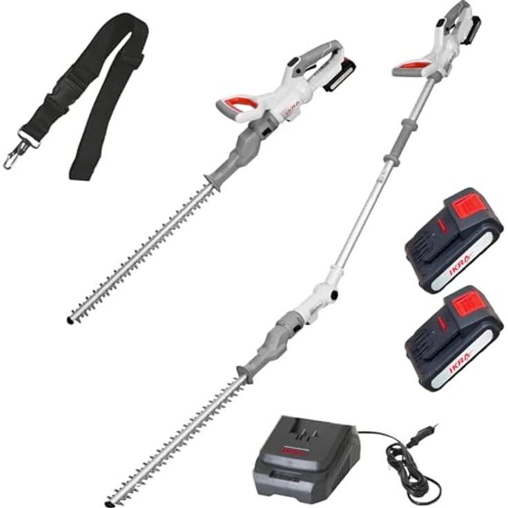 IKRA Akku Teleskop Heckenschere ICPH 2050, 20V, 50 cm Schnittlänge, teleskopierbar 105–210 cm, inkl. 2 Akkus & Schnelllader – Bild 1