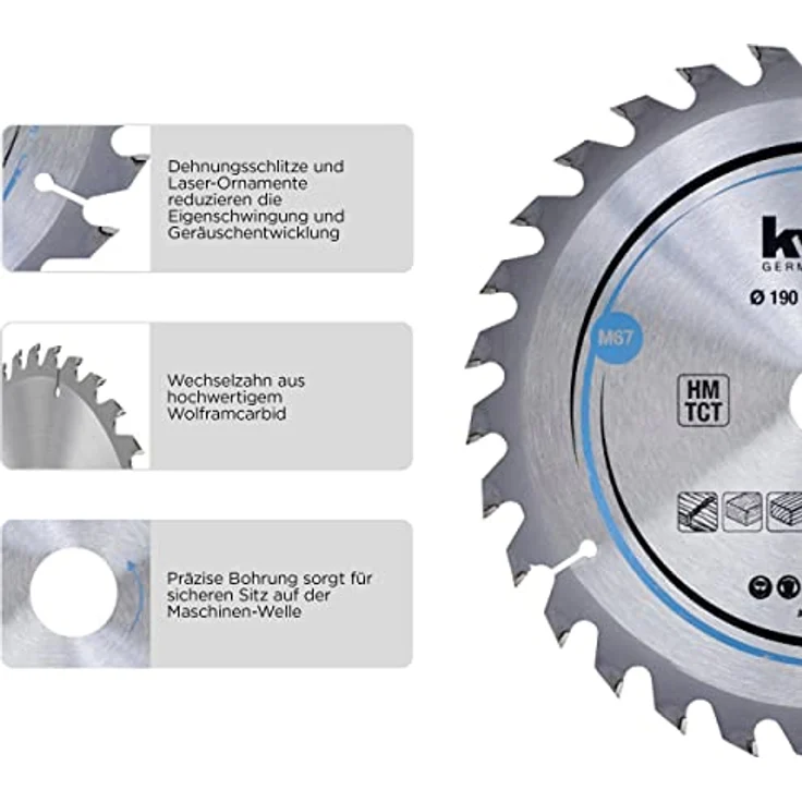 kwb 583557 Span-Platten Kreissäge-Blatt, Holz--Hartholz, 150 x 20 mm, saubere Schnitte, mittlere Zahl, 20 Zähne Z-20, CleanCut Sägeblatt mittel, 150 x 20 – Bild 3