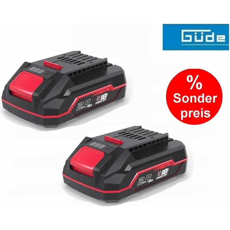 Güde Twinpack ProVolt APPV 18-20, 2 x Akku AP18 mit 2.0 Ah für 18V E³ Akkusystem, hohe Mobilität
