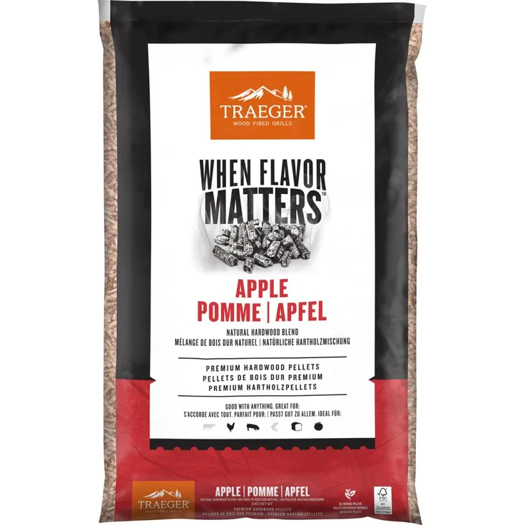 Traeger Apfel Pellets, 9 kg für fruchtigen Rauchgeschmack, 100% natürlich
