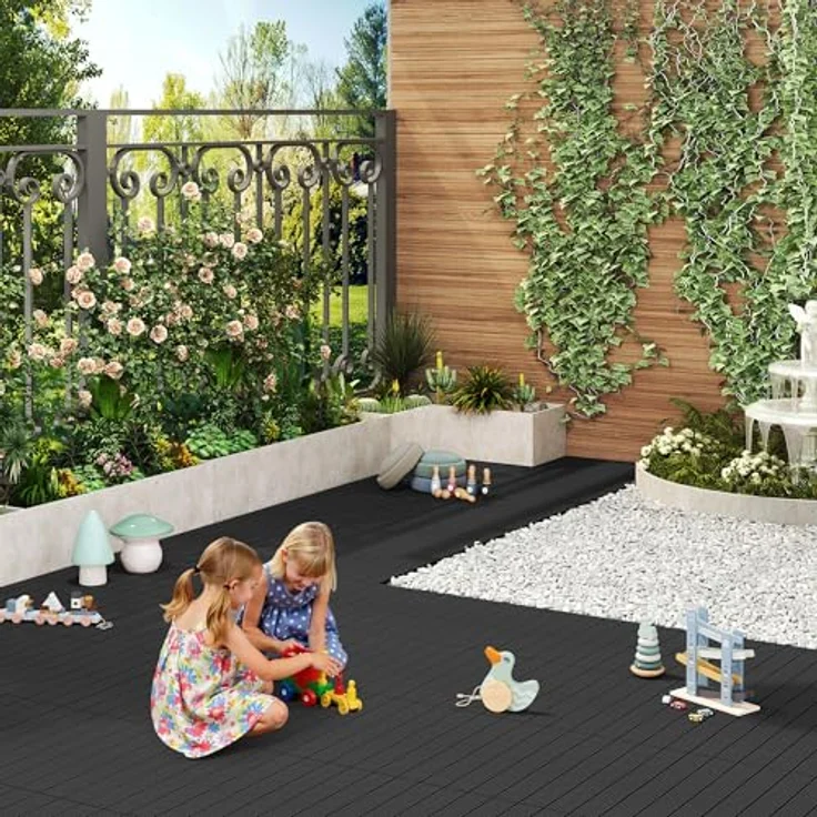 12er-Set WPC Terrassenfliese mit Klicksystem anthrazit – Bild 6
