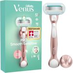 Gillette Venus Pro Smooth Sensitive, Damenrasierer für empfindliche Haut mit 5 Klingen, Metallhandstück und Duschhalterung, TESTSIEGER von Stiftung Warentest
