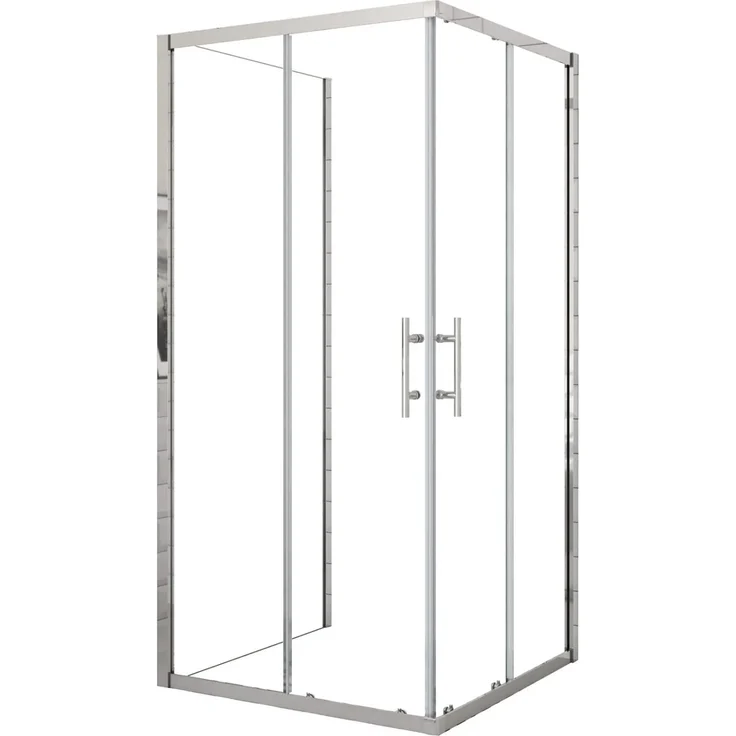 AICA U-Form Duschkabine, 5mm ESG Sicherheitsklarglas, Schiebetür 70cm x 80cm, Chrom glänzender Aluminiumrahmen, Höhe 185cm