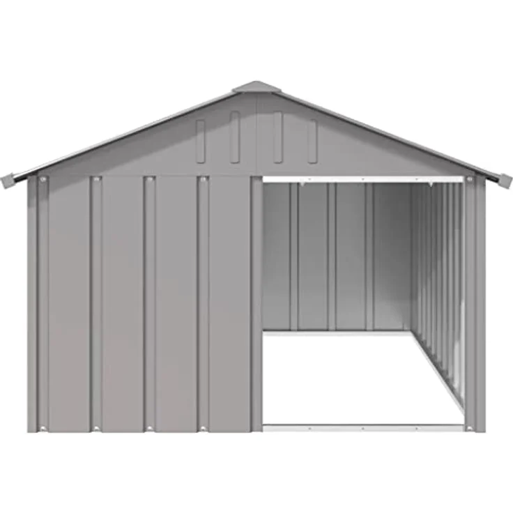 vidaXL Hundehütte Grau 116,5x153x81,5cm Verzinkter Stahl Hundehaus Hütte – Bild 2