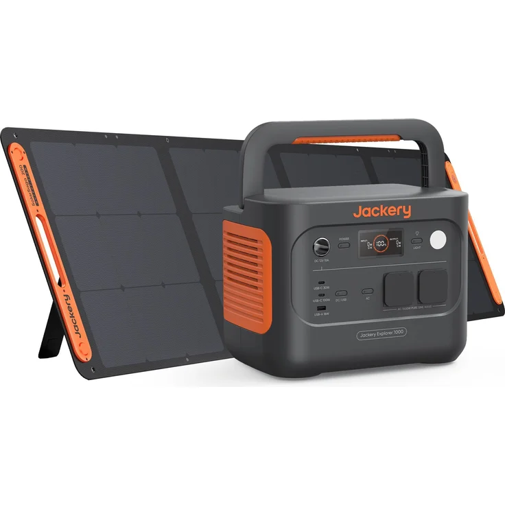 Jackery Explorer 1000 v2, Tragbare Powerstation mit 1070Wh LiFePO4, 200W Solarpanel, 1500W AC, 100W USB-C Ausgang, 1 Std. Schnellladung für Camping und Notfälle