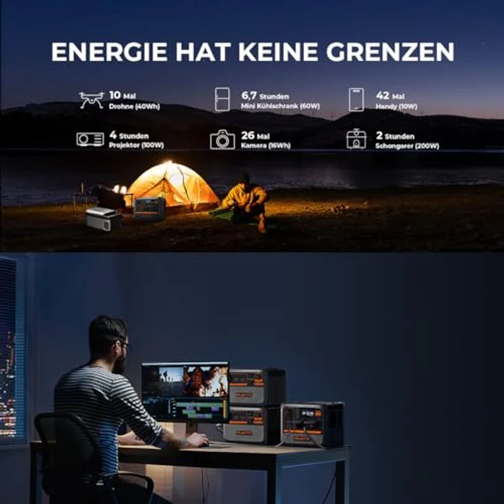 BLUETTI Portable Power Station AC60P, 600Wh Kapazität, 1000W (1200W Peak) AC Ausgänge, Kompakte Energielösung für Unterwegs – Bild 4