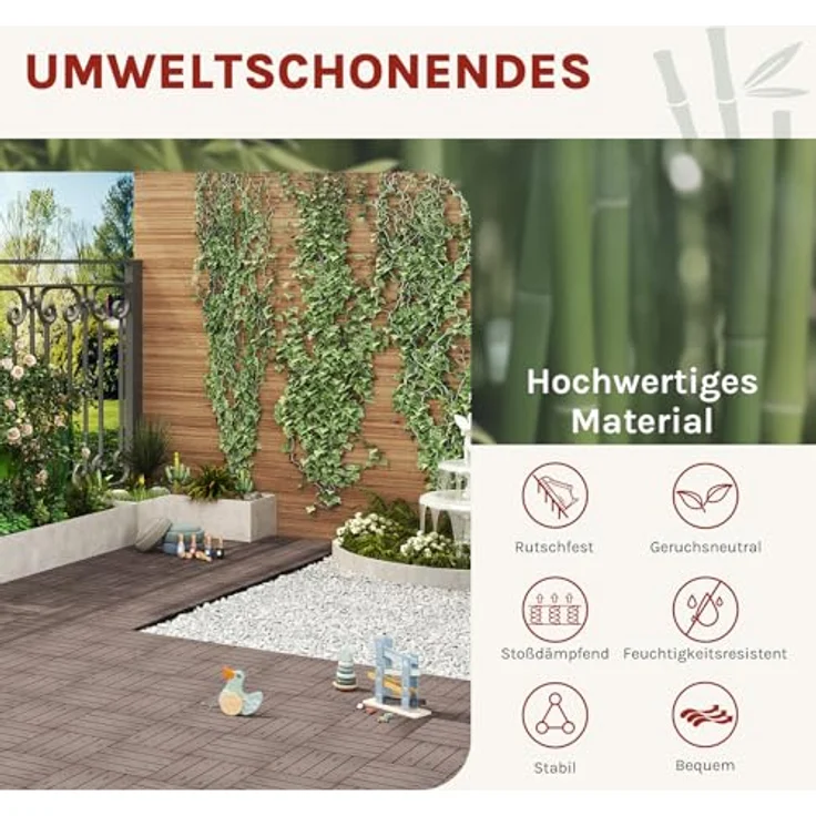WPC Terrassenfliesen in Holzoptik, Bodenbelag mit Klicksystem, 11 Stück braun – Bild 3