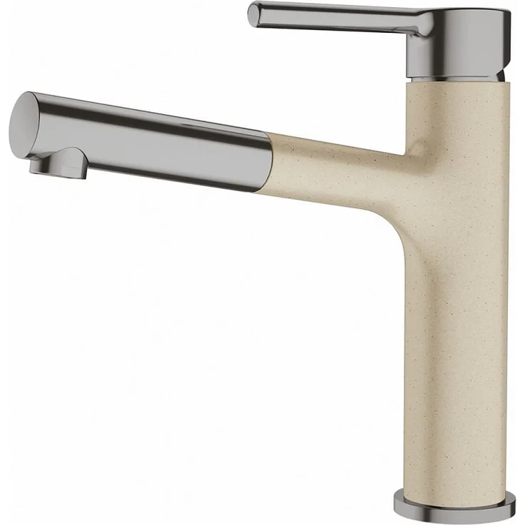 FRANKE Küchenarmatur Centro 115.0621.591, Hochdruck mit Ausziehbrause, Bi-Colour Edelstahl-Optik/Sahara, 120° Schwenkbereich, Laminarstrahl