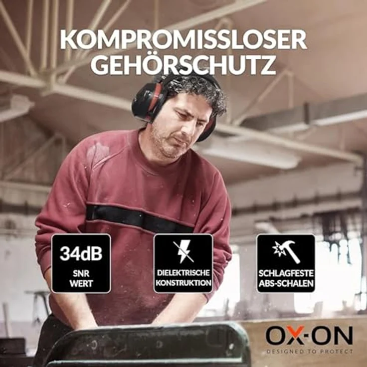 Ox-On D3 Comfort, Gehörschutz in schwarz mit hohem Tragekomfort – Bild 2