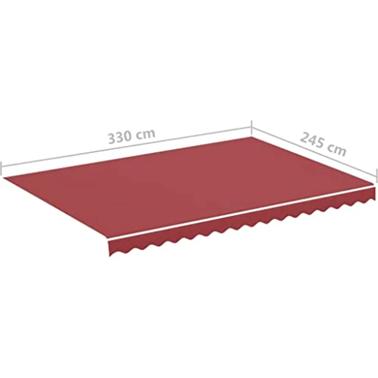 DELUKE® Markisenbespannung Markisenstoff Wasserabweisend Reißfest | Rot, für 350x250cm Rahmen mit Volant | Sonnenschutz Markisenzubehör – Bild 2
