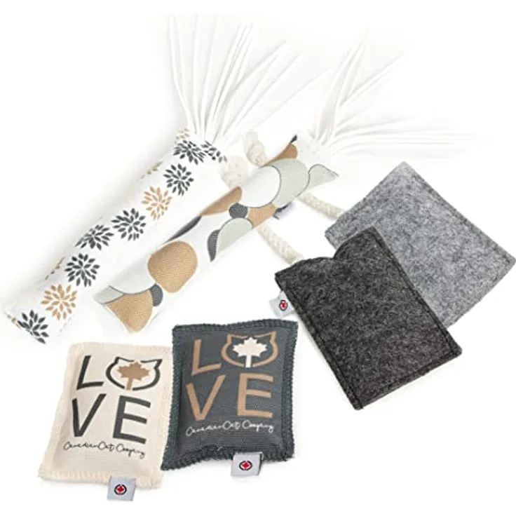 CanadianCat Company | Premium 6er Geschenk-Set (5g) Katzenminze Schmusekissen Katzenkissen mit feinster Katzenminze und Baldrian Kräuterfüllung