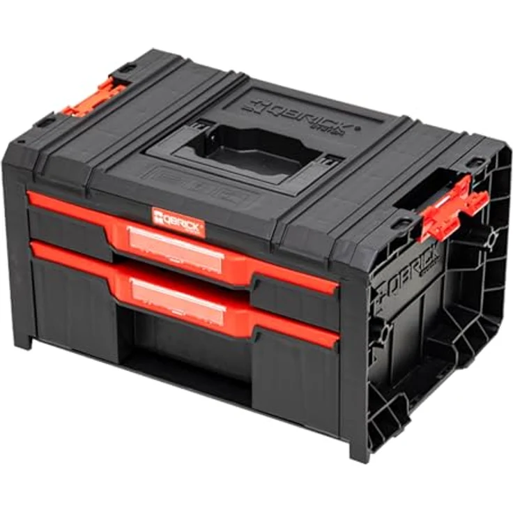 Qbrick System Pro Drawer 2 Toolbox 2.0, modularer Werkzeugkoffer mit 2 ausziehbaren Schubladen, 5 verstellbaren Trennwänden und automatischer Schubladensperre – Bild 1