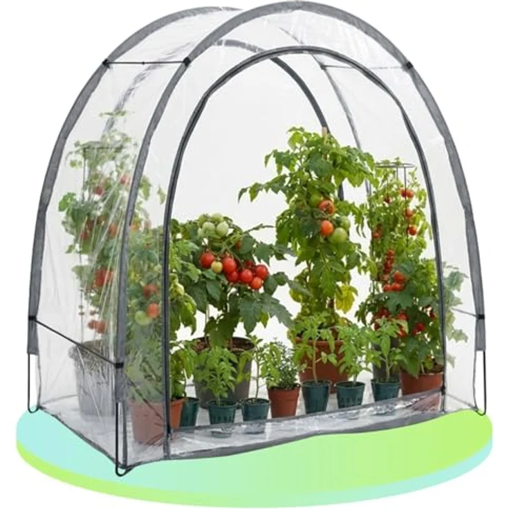 Ideoon GARDEN Robustes Foliengewächshaus und Überwinterungszelt, 175x186x84 cm, transparent, mit beidseitigen Türen für optimalen Pflanzenschutz und frostfreie Pflege – Bild 1