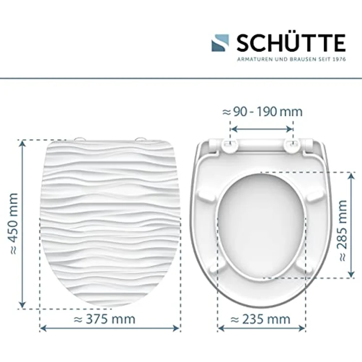 Schütte WC-Sitz White Wave Duroplast, Absenkautomatik & Schnellverschluss, bruchsicher und hygienisch, einseitig bedruckt – Bild 5